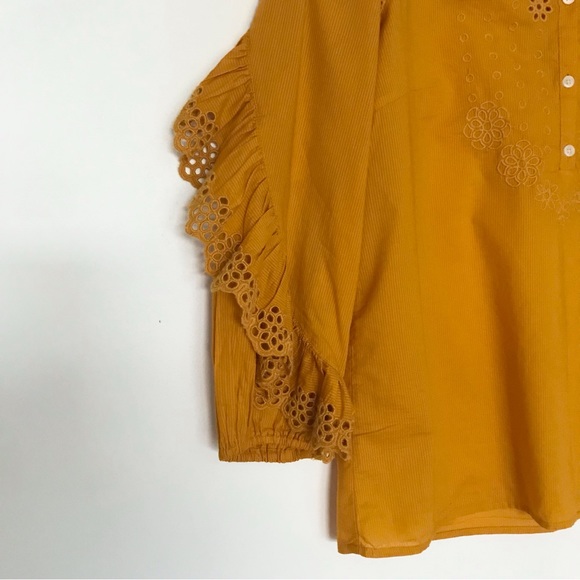 J Crew Ruffle-sleeve top with embroidered eyelet - Picture 3 of 8